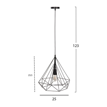 CEILING PENDANT LAMP HM4040 BLACK METAL CAP 25x22x123Hcm.