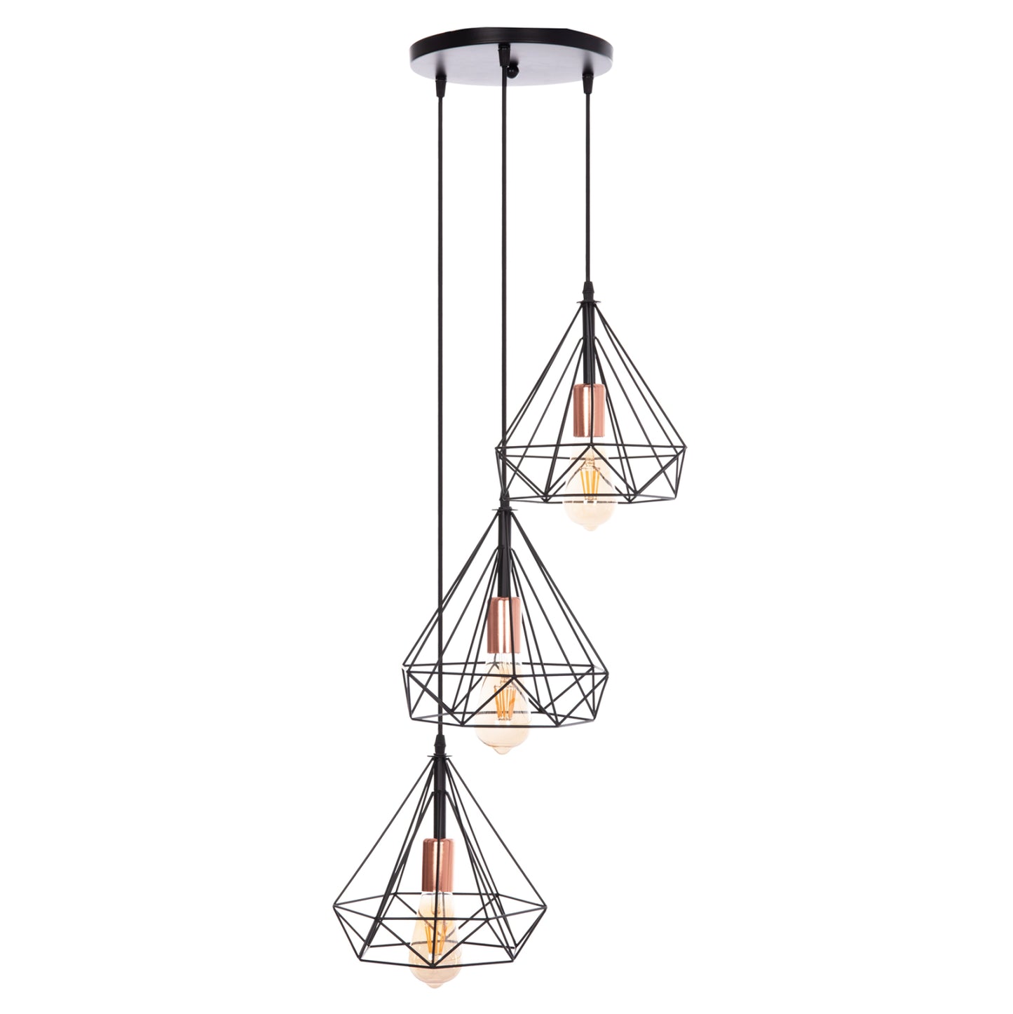 CEILING PENDANT LAMP HM4041 3-LIGHT BLACK METAL 25x22x123Hcm.