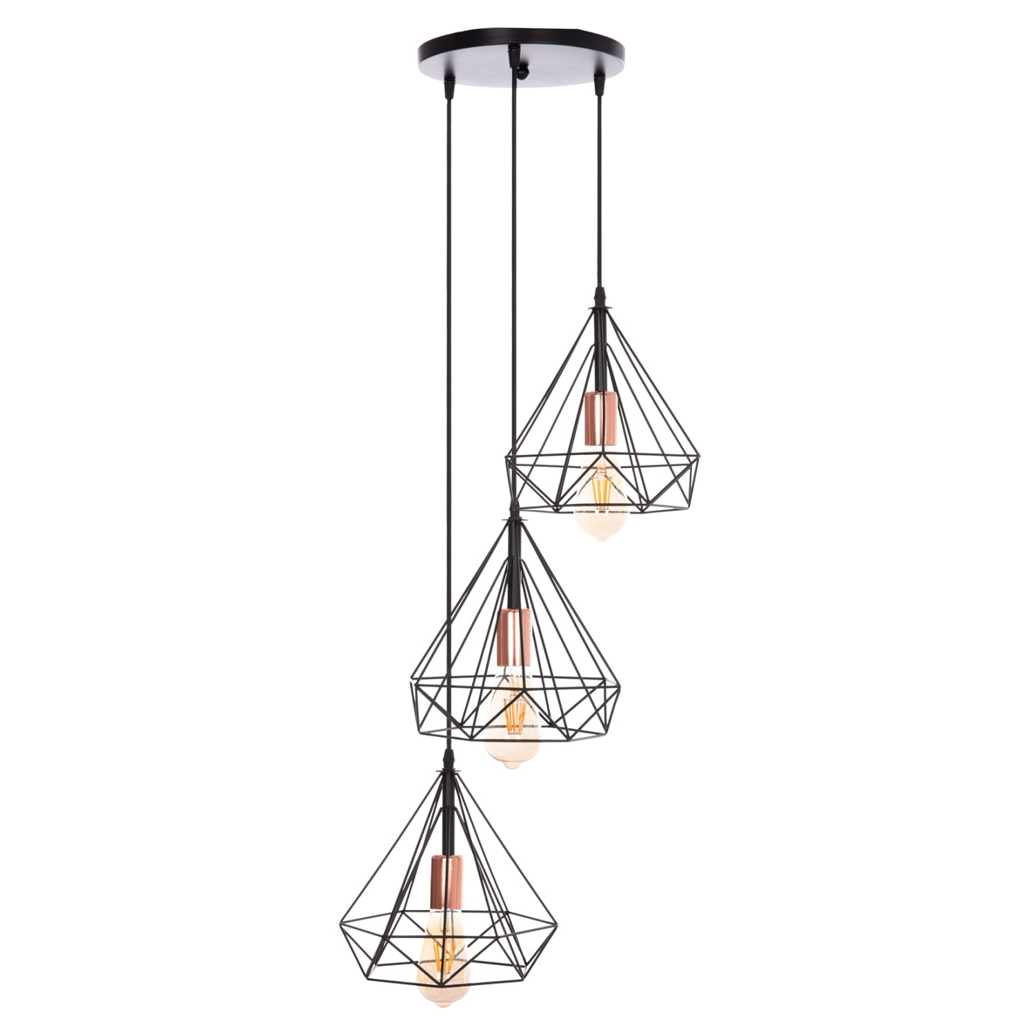 CEILING PENDANT LAMP HM4041 3-LIGHT BLACK METAL 25x22x123Hcm.