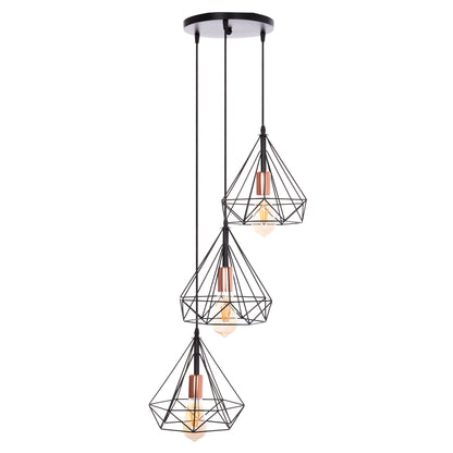CEILING PENDANT LAMP HM4041 3-LIGHT BLACK METAL 25x22x123Hcm.