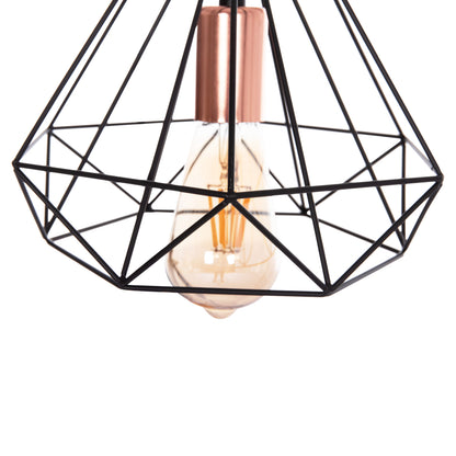 CEILING PENDANT LAMP HM4041 3-LIGHT BLACK METAL 25x22x123Hcm.