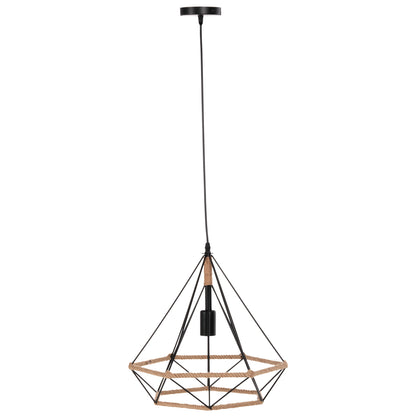 CEILING PENDANT LAMP HM4062 BLACK METAL-ROPE 33x37x128Hcm.