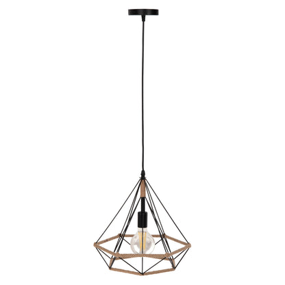 CEILING PENDANT LAMP HM4062 BLACK METAL-ROPE 33x37x128Hcm.