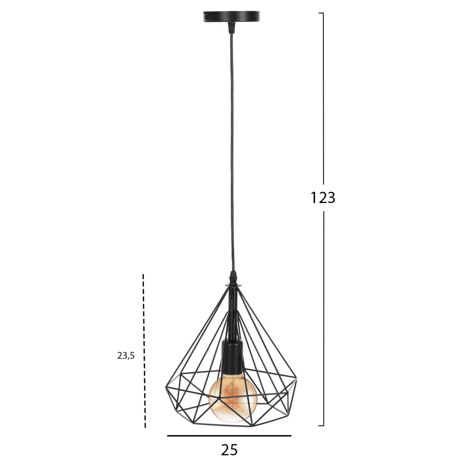 CEILING PENDANT LAMP HM4063 BLACK METAL CAP 25x22x123Hcm.