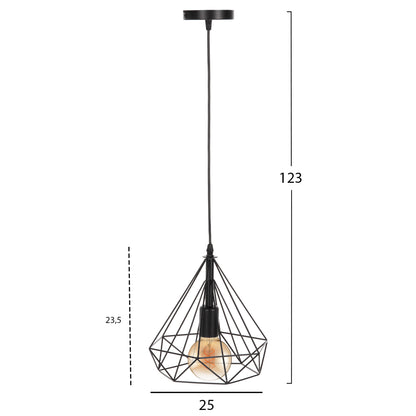 CEILING PENDANT LAMP HM4063 BLACK METAL CAP 25x22x123Hcm.