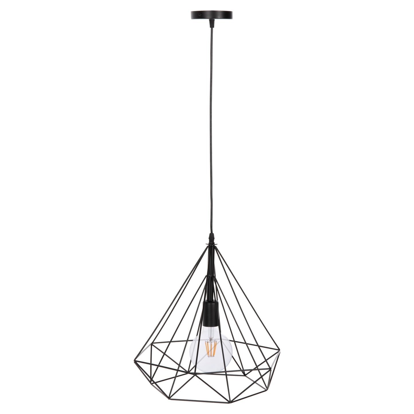 CEILING PENDANT LAMP HM4064 BLACK METAL CAP 32x37x128Hcm.