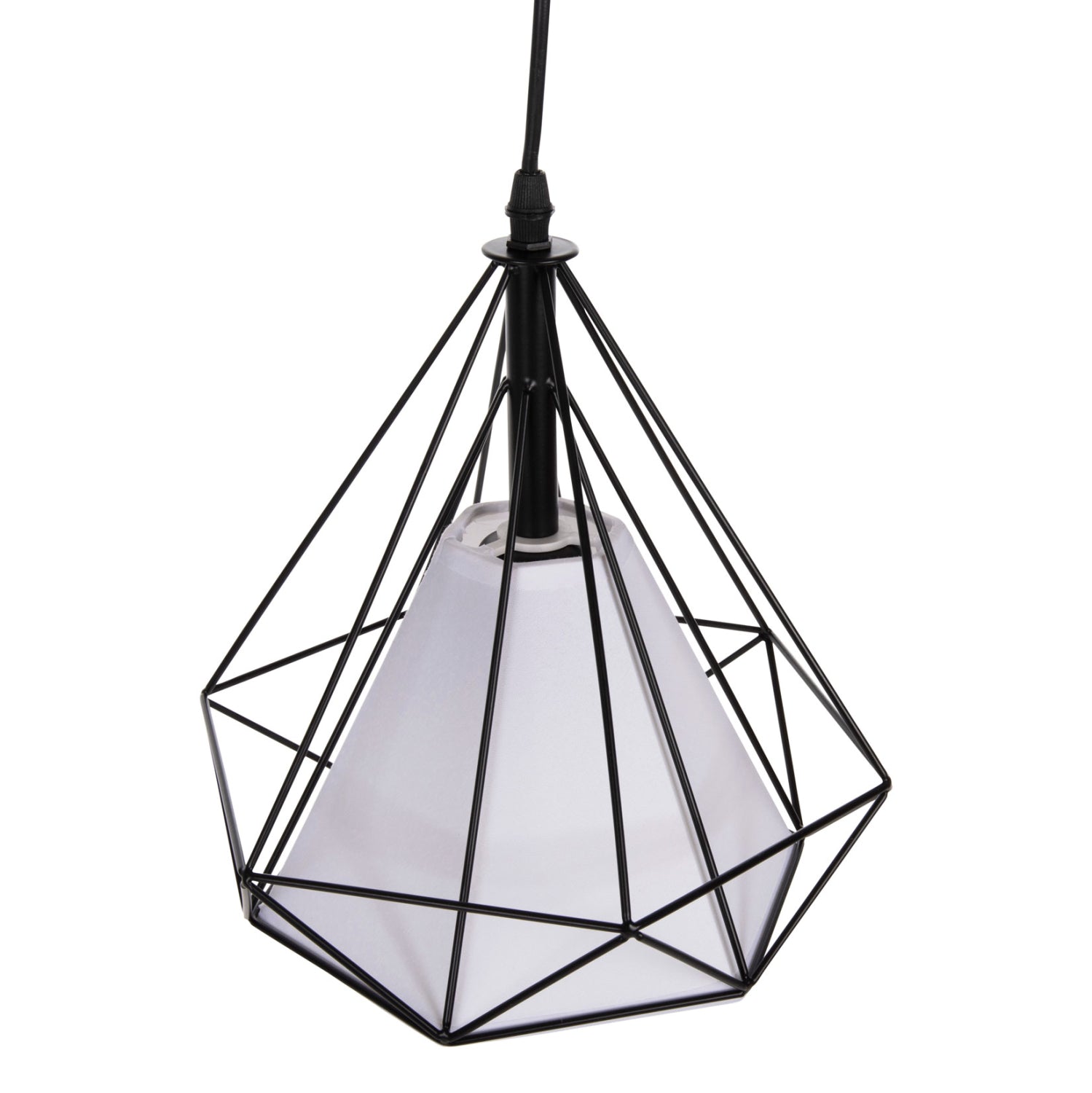 CEILING PENDANT LAMP HM4065 BLACK METAL CAP-WHITE LIGHT BULB COVER 25x25x125Yεκ.