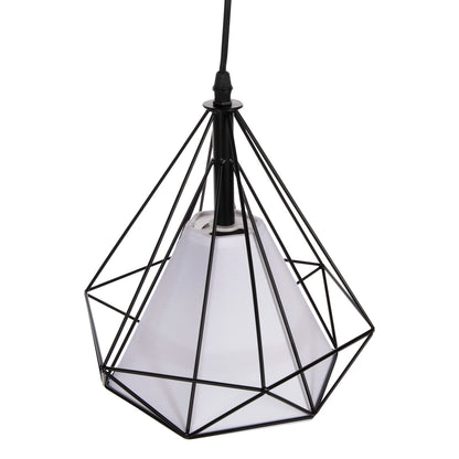 CEILING PENDANT LAMP HM4065 BLACK METAL CAP-WHITE LIGHT BULB COVER 25x25x125Yεκ.