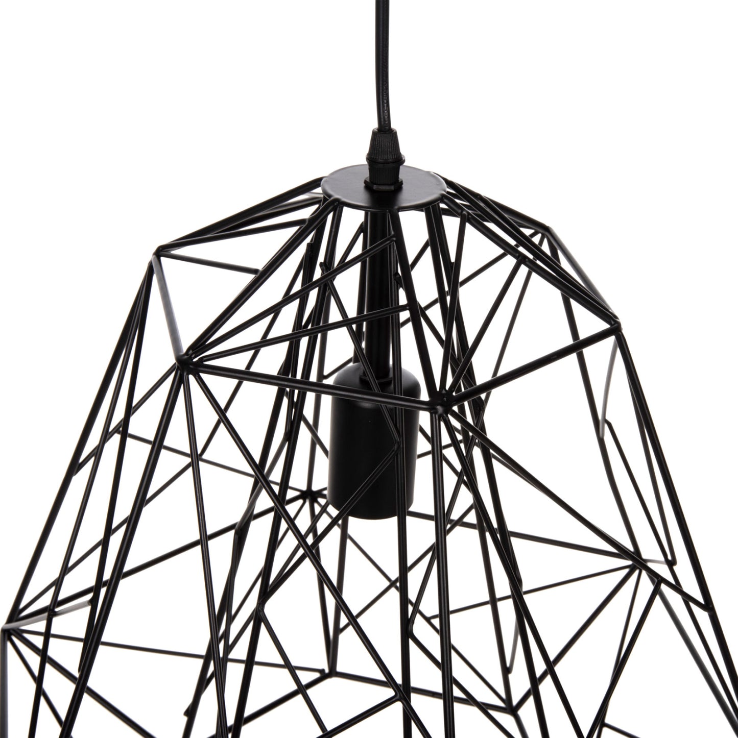 CEILING PENDANT LAMP HM4066 BLACK METAL DIAMOND-LIKE "CAGE" CAP 39x34x130Hcm.