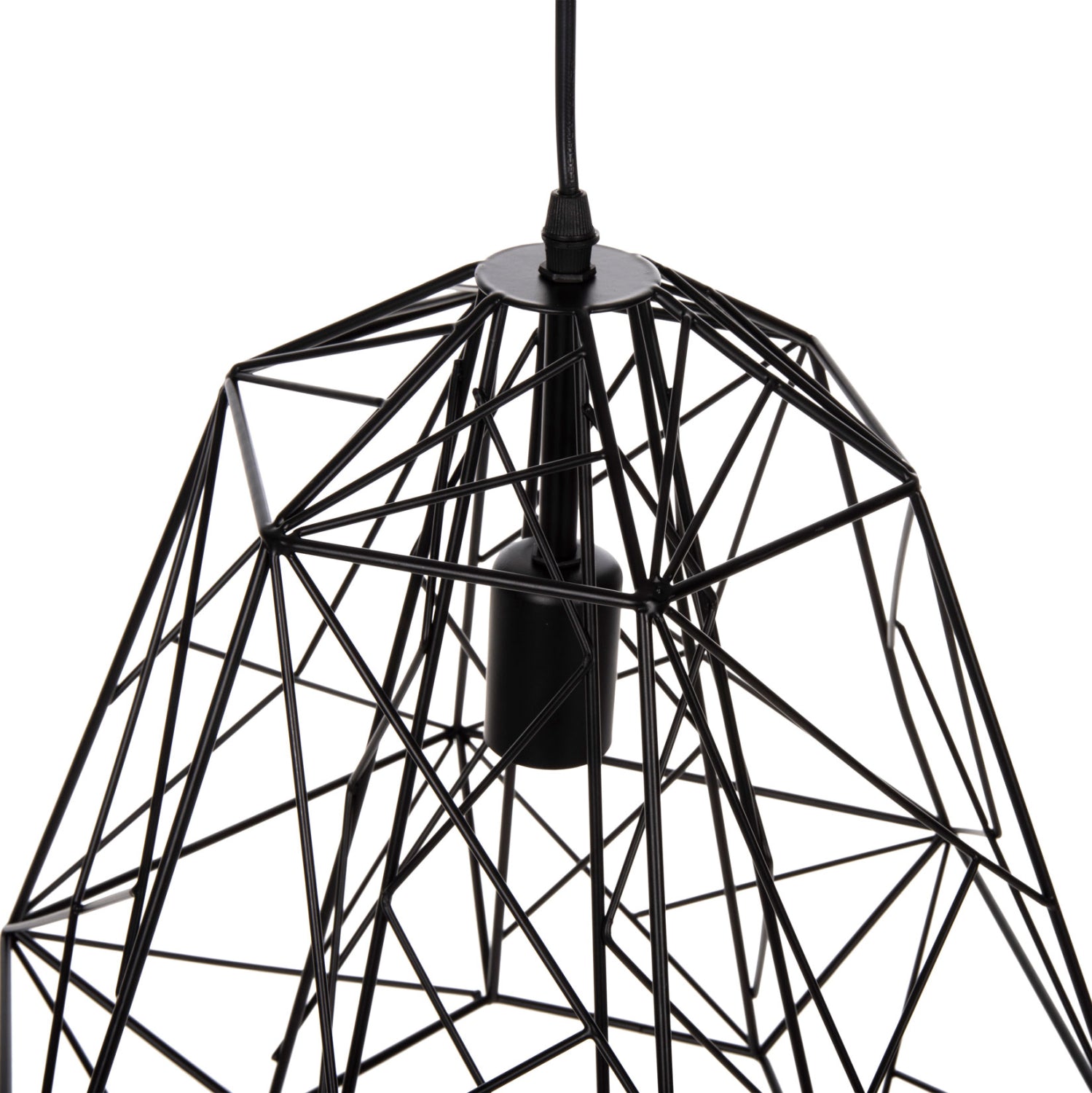 CEILING PENDANT LAMP HM4066 BLACK METAL DIAMOND-LIKE "CAGE" CAP 39x34x130Hcm.