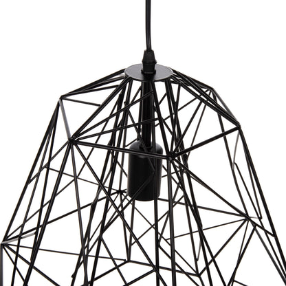 CEILING PENDANT LAMP HM4066 BLACK METAL DIAMOND-LIKE "CAGE" CAP 39x34x130Hcm.