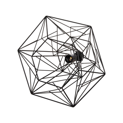 CEILING PENDANT LAMP HM4066 BLACK METAL DIAMOND-LIKE "CAGE" CAP 39x34x130Hcm.