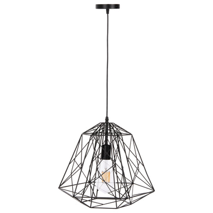 CEILING PENDANT LAMP HM4066 BLACK METAL DIAMOND-LIKE "CAGE" CAP 39x34x130Hcm.