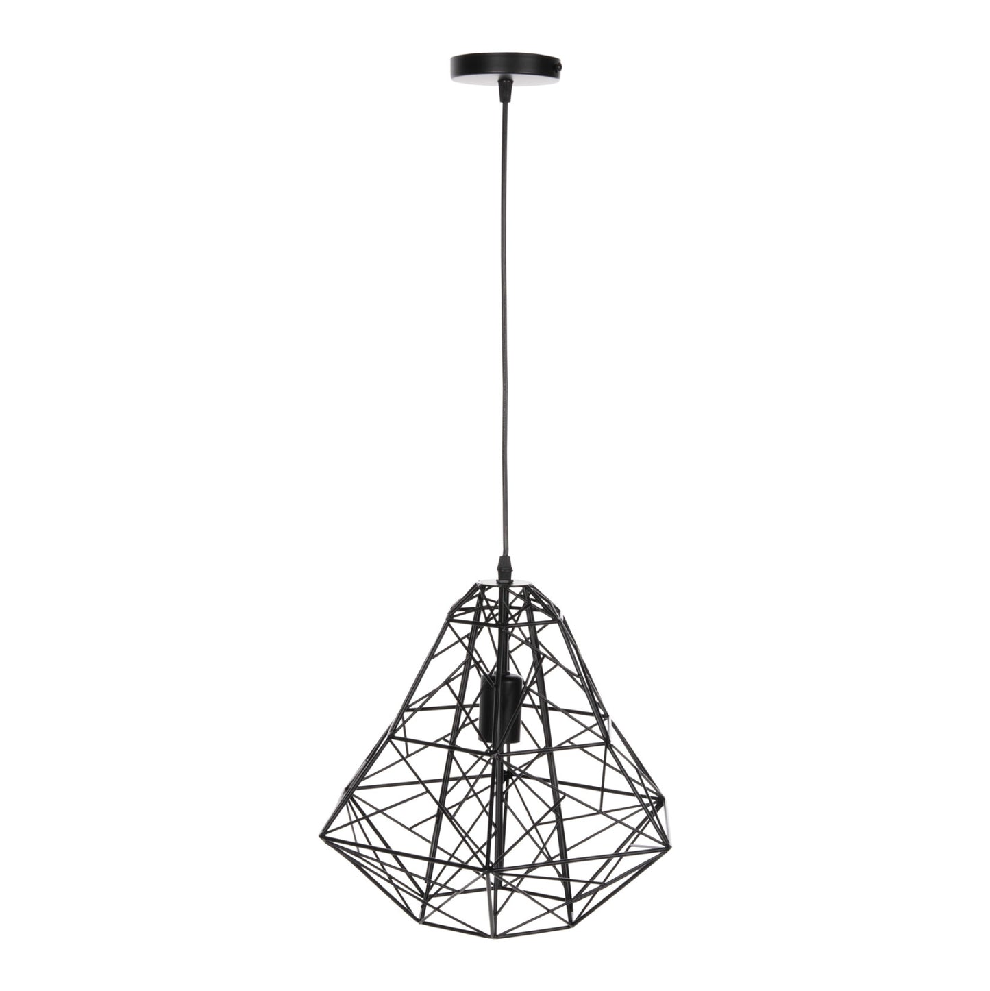 CEILING PENDANT LAMP HM4067 BLACK METAL MESH CAP 36x30x130Hcm.