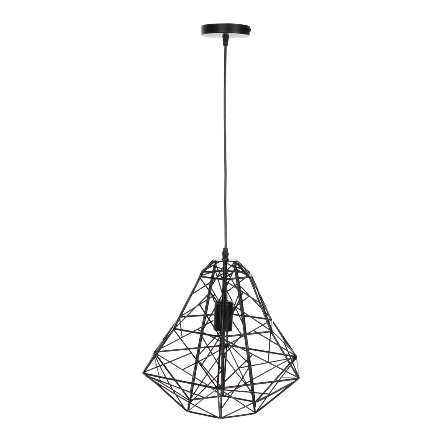 CEILING PENDANT LAMP HM4067 BLACK METAL MESH CAP 36x30x130Hcm.