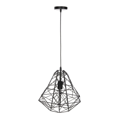 CEILING PENDANT LAMP HM4067 BLACK METAL MESH CAP 36x30x130Hcm.