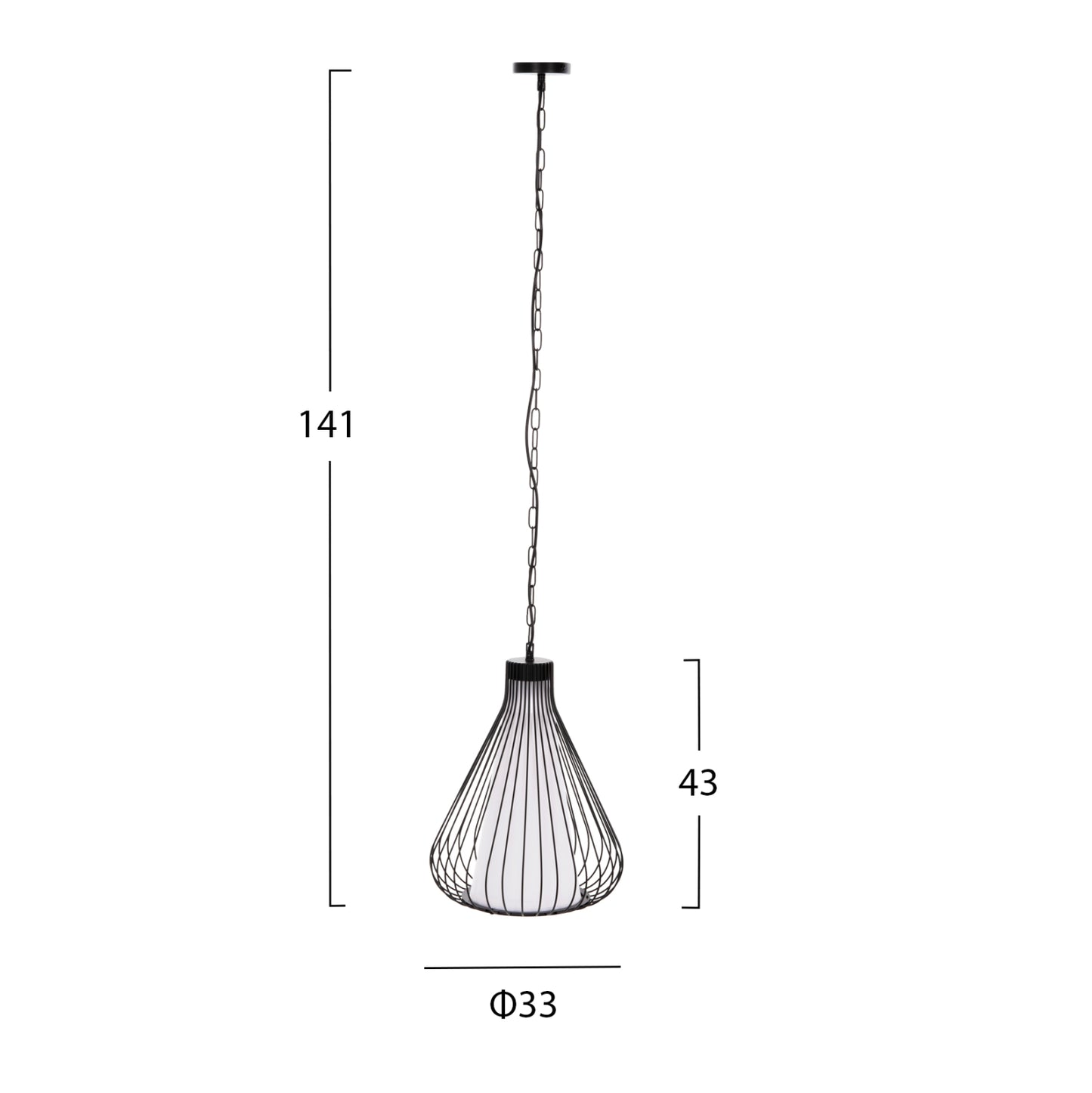 CEILING PENDANT LAMP HM4074 BLACK METAL CAP Φ33x141Hcm.
