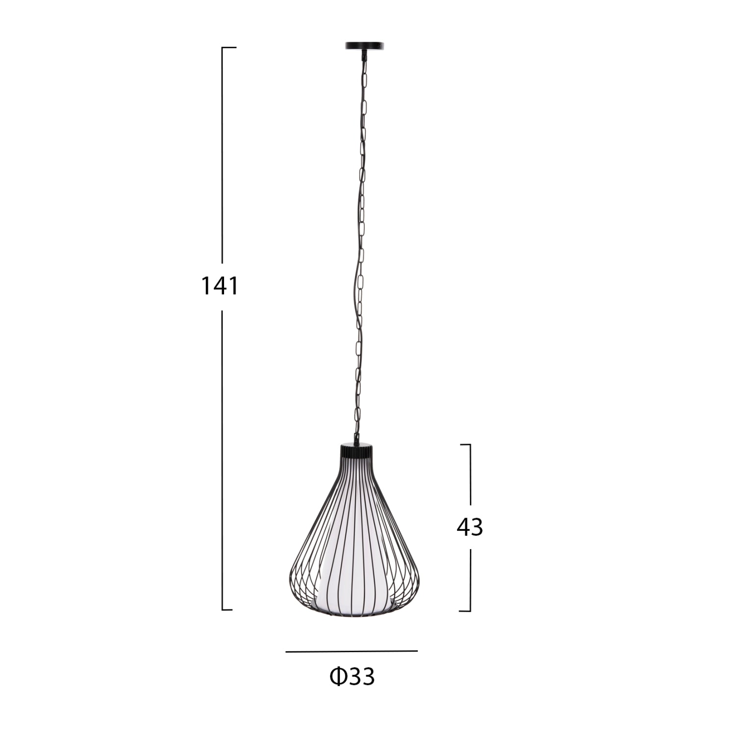 CEILING PENDANT LAMP HM4074 BLACK METAL CAP Φ33x141Hcm.