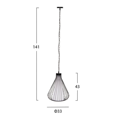 CEILING PENDANT LAMP HM4074 BLACK METAL CAP Φ33x141Hcm.