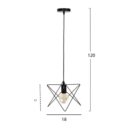 CEILING PENDANT LAMP HM4075 BLACK METAL CAP 18x17x120Hcm.