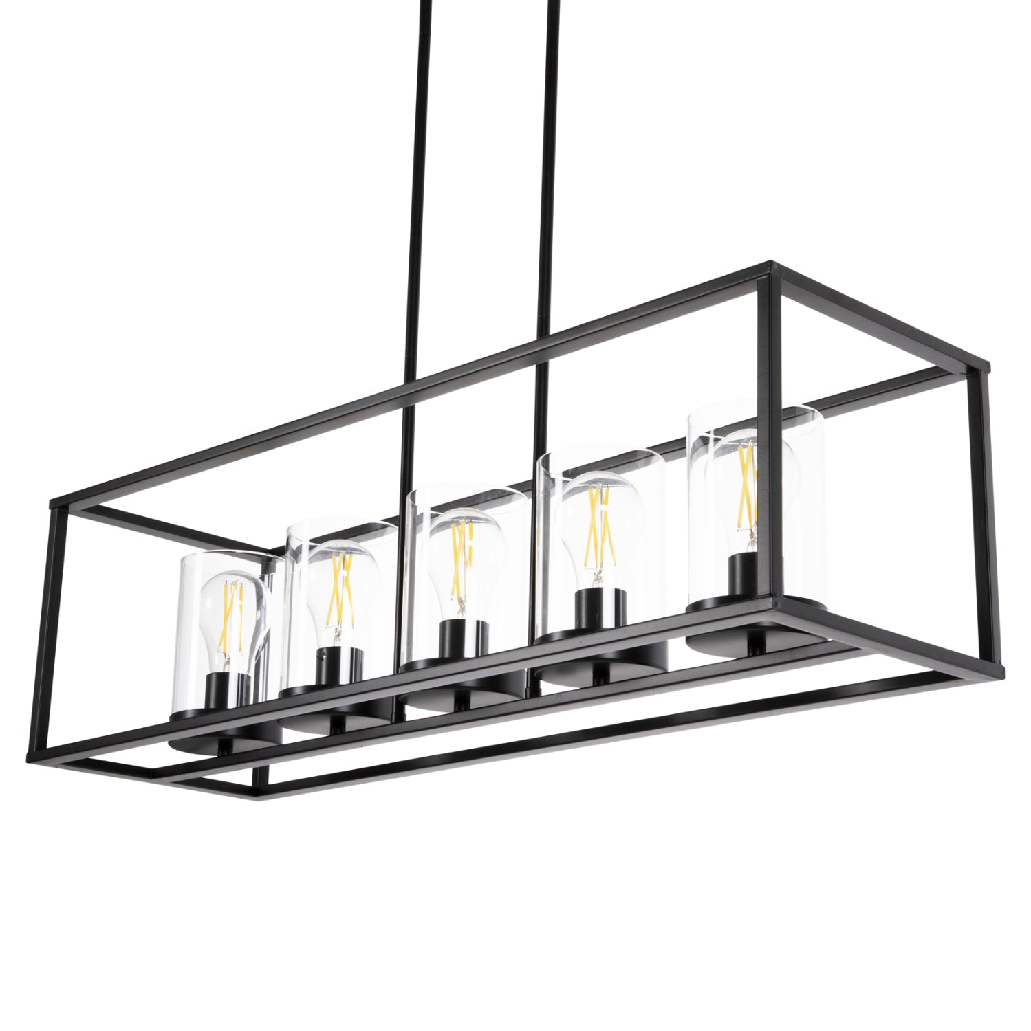 CEILING PENDANT LAMP HM4082 BLACK AND GLASS 80x25x23,5-85H cm.