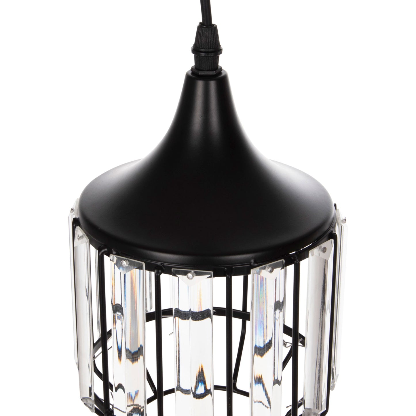CEILING PENDANT LAMP HM4084 3-LIGHT BLACK METAL-GLASS Φ14x123Hcm.