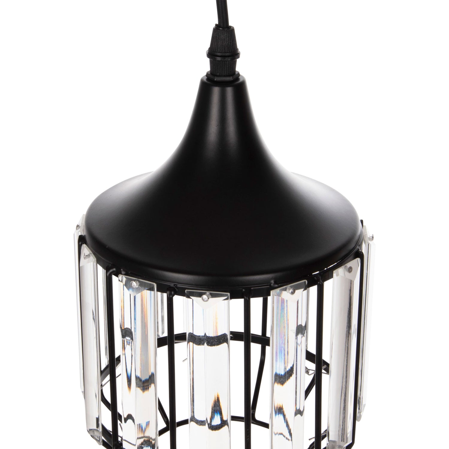 CEILING PENDANT LAMP HM4084 3-LIGHT BLACK METAL-GLASS Φ14x123Hcm.