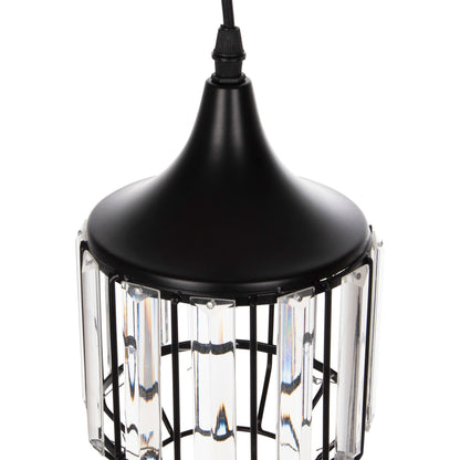 CEILING PENDANT LAMP HM4084 3-LIGHT BLACK METAL-GLASS Φ14x123Hcm.