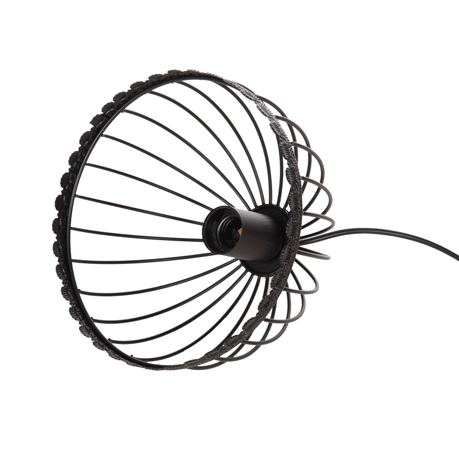 CEILING PENDANT LAMP HM4086 3-LIGHT BLACK METAL CAPS LIKE UMBRELLAS Φ22x123Hcm.