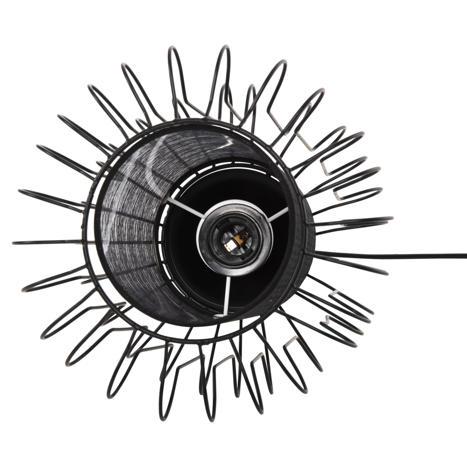 CEILING PENDANT LAMP HM4087 BLACK METAL-WHITE FABRIC Φ24x130Hcm.