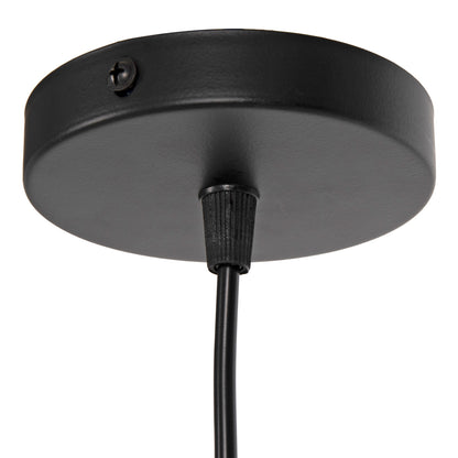 CEILING PENDANT LAMP HM4087 BLACK METAL-WHITE FABRIC Φ24x130Hcm.