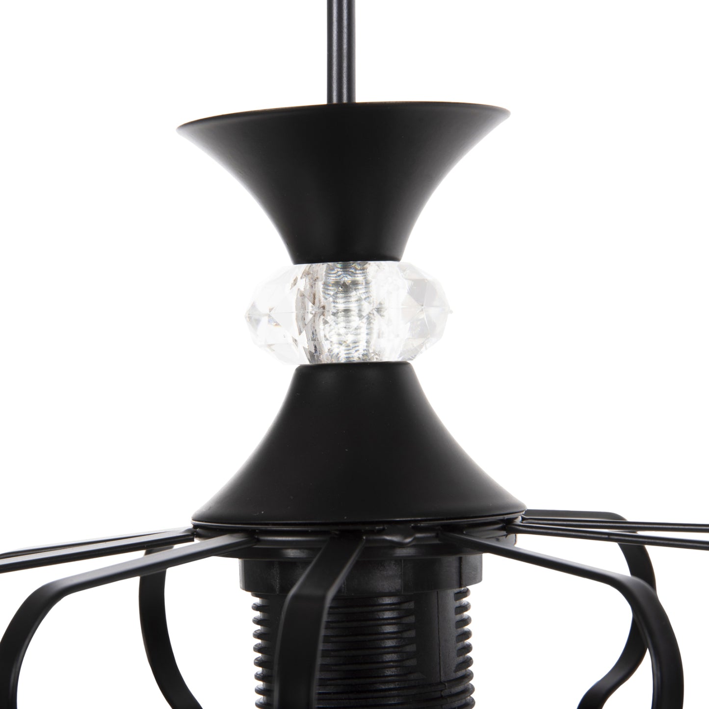 CEILING PENDANT LUMINAIRE HM4089 3-LIGHT BLACK METAL CAPS Φ34x128Hcm.
