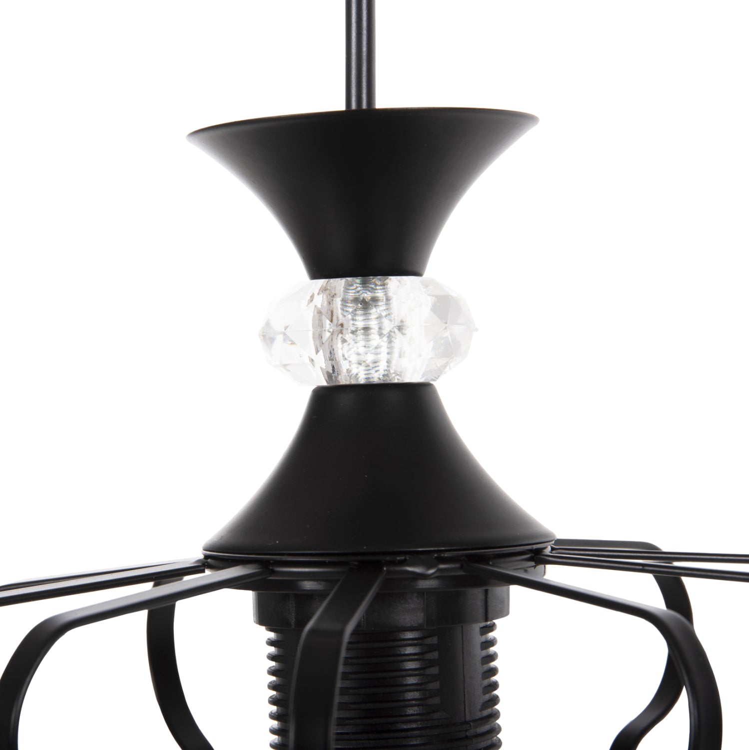CEILING PENDANT LUMINAIRE HM4089 3-LIGHT BLACK METAL CAPS Φ34x128Hcm.