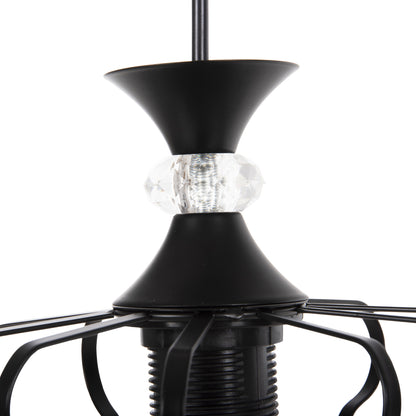 CEILING PENDANT LUMINAIRE HM4089 3-LIGHT BLACK METAL CAPS Φ34x128Hcm.