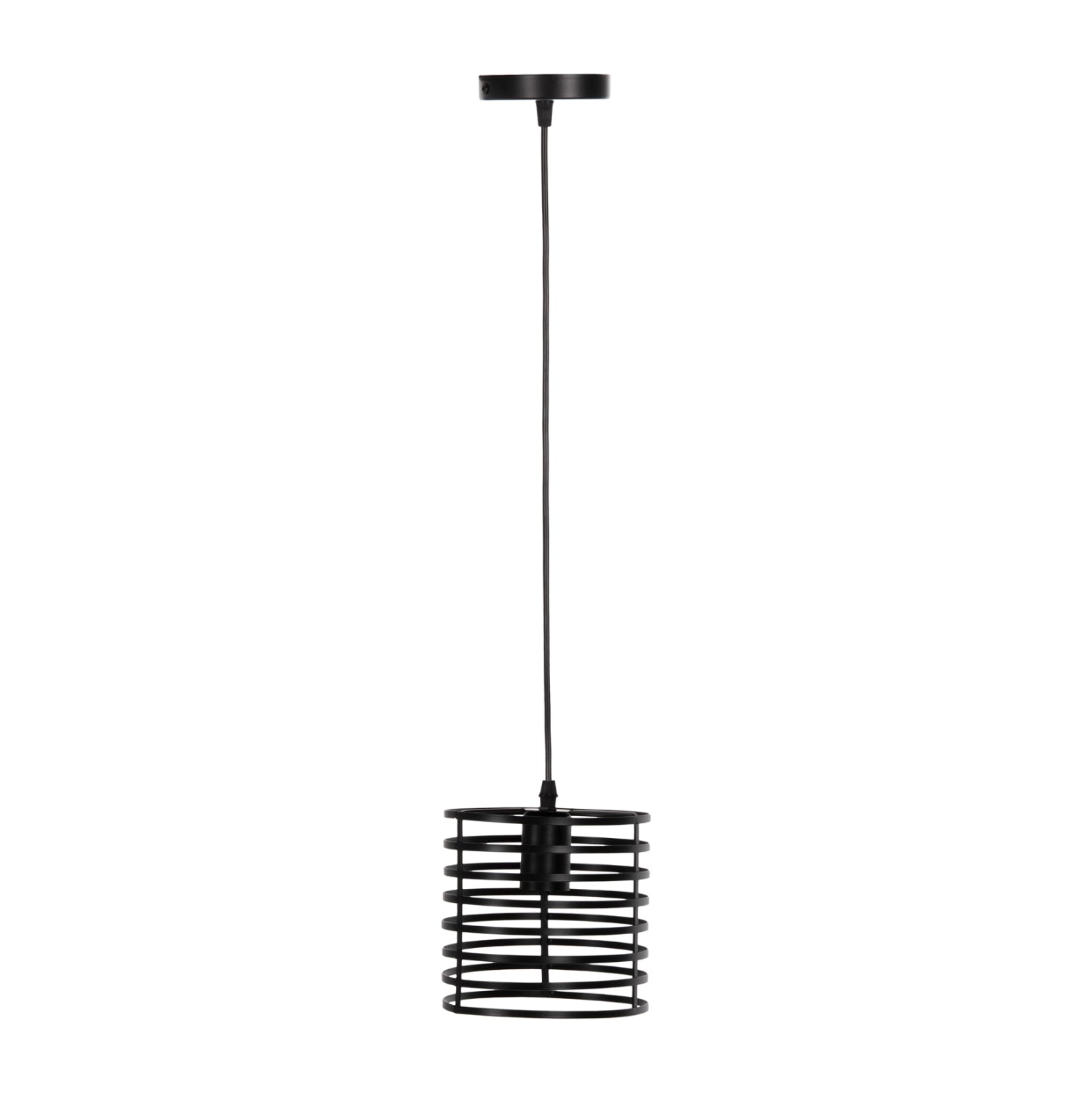CEILING PENDANT LAMP HM4090 BLACK CYLINDRICAL METAL CAP Φ16x124Hcm.