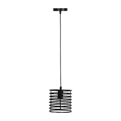 CEILING PENDANT LAMP HM4090 BLACK CYLINDRICAL METAL CAP Φ16x124Hcm.