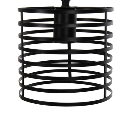 CEILING PENDANT LAMP HM4090 BLACK CYLINDRICAL METAL CAP Φ16x124Hcm.