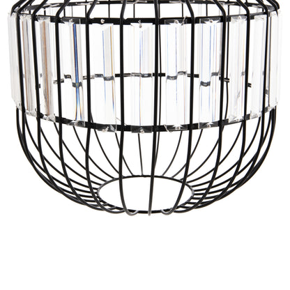 CEILING PENDANT LAMP HM4093 BLACK METAL AND GLASS Φ29x38-137Hcm.