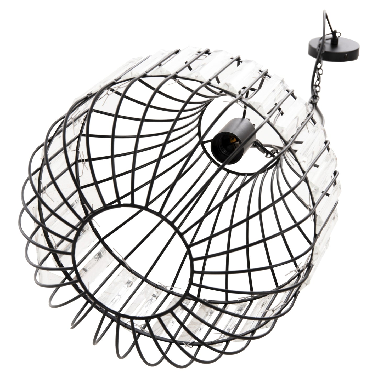 CEILING PENDANT LAMP HM4093 BLACK METAL AND GLASS Φ29x38-137Hcm.
