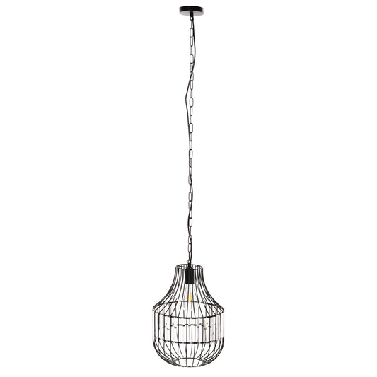 CEILING PENDANT LAMP HM4093 BLACK METAL AND GLASS Φ29x38-137Hcm.