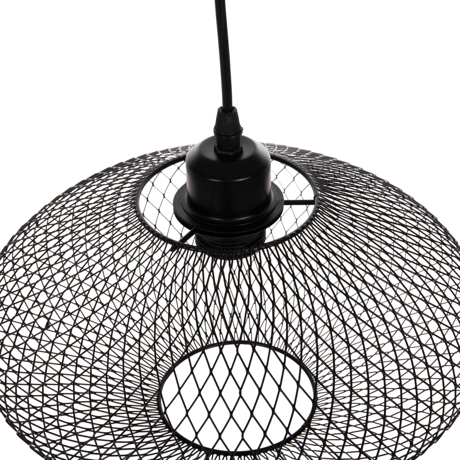 CEILING PENDANT LAMP HM4094 BLACK METAL MESH CAP Φ30x125Hcm.