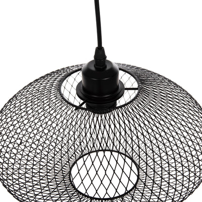 CEILING PENDANT LAMP HM4094 BLACK METAL MESH CAP Φ30x125Hcm.
