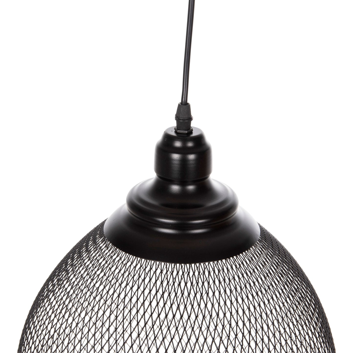 CEILING PENDANT LAMP HM4100 BLACK METAL MESH BEL-SHAPED CAP Φ32x137Hcm.