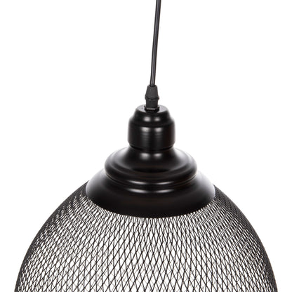 CEILING PENDANT LAMP HM4100 BLACK METAL MESH BEL-SHAPED CAP Φ32x137Hcm.