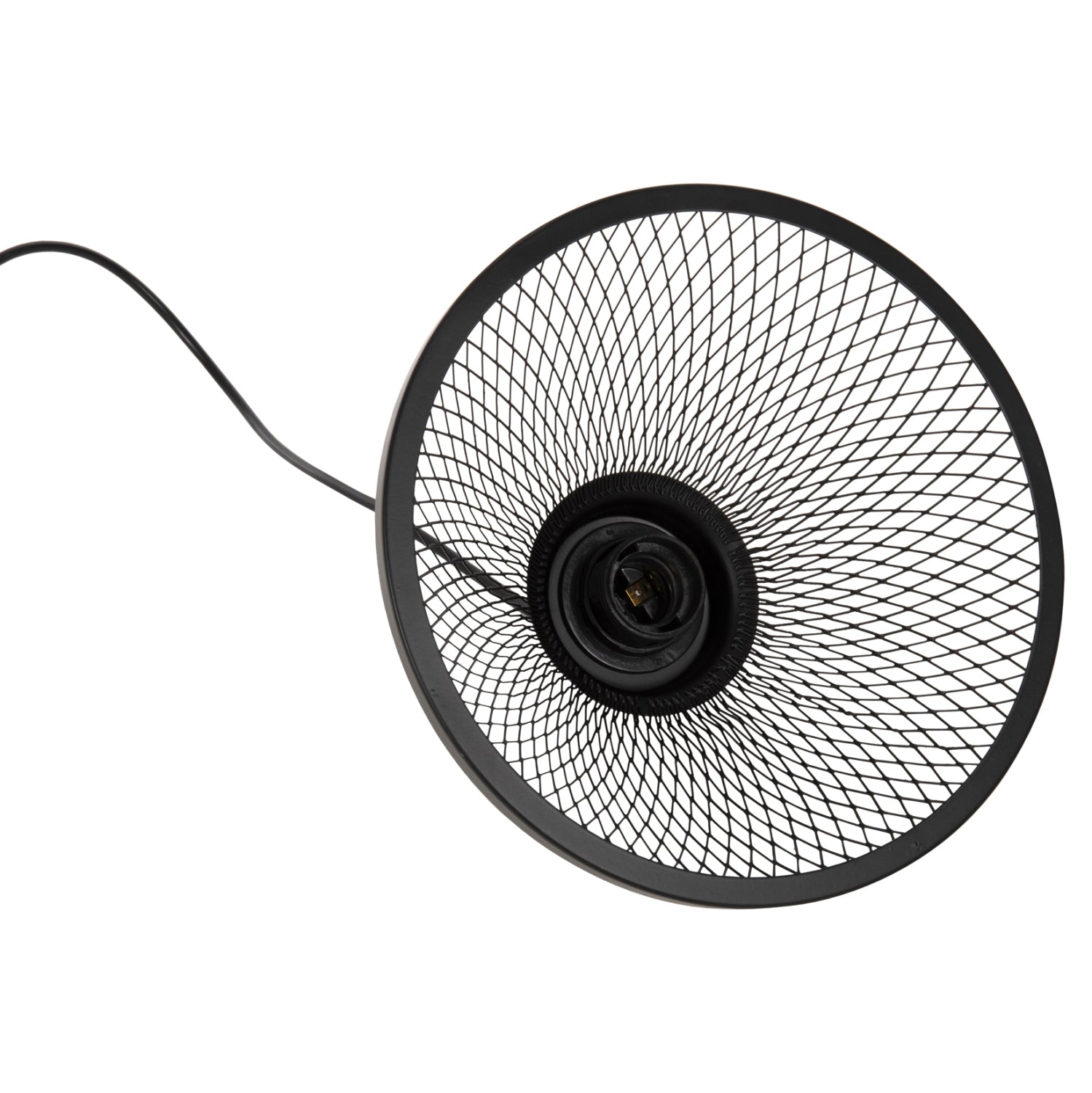 CEILING PENDANT LUMINAIRE HM4102 BLACK METAL MESH CAP Φ25x115Hcm.