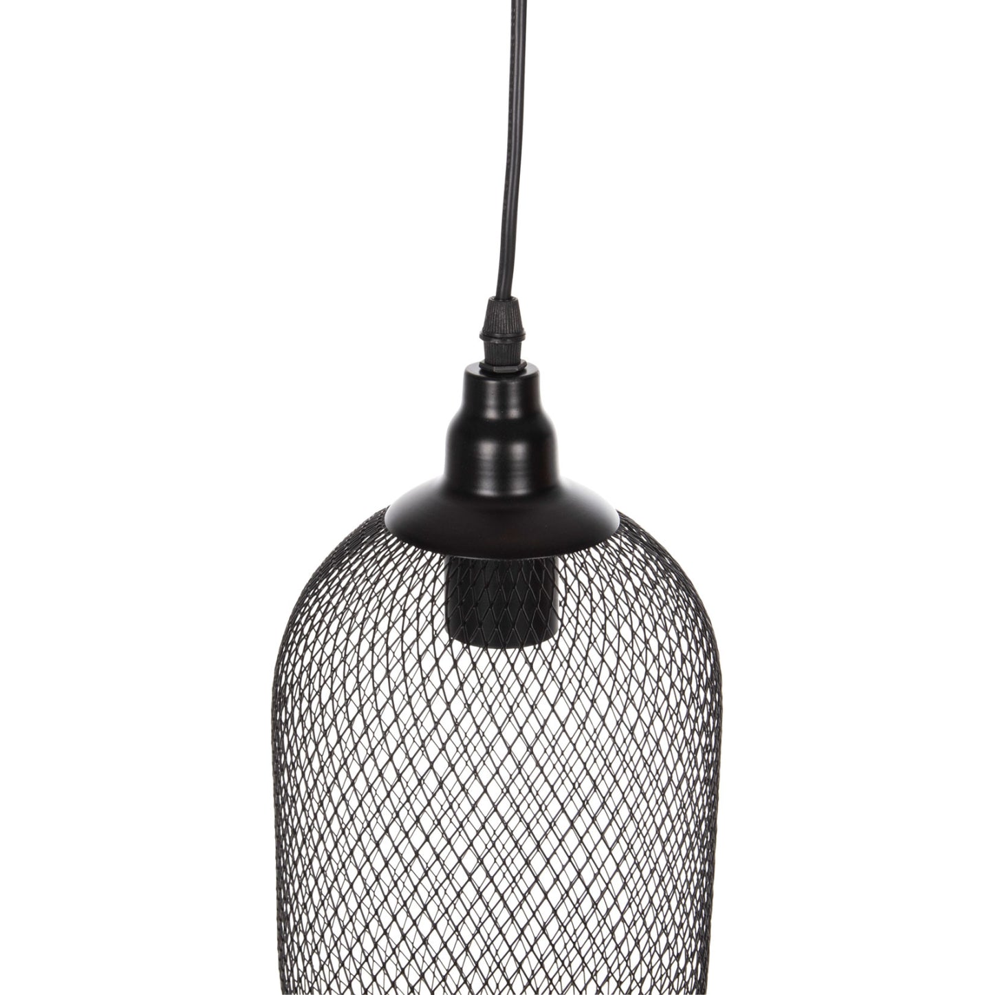 CEILING PENDANT LAMP HM4104 3-LIGHT BLACK METAL MESH CAPS Φ24x123Hcm.
