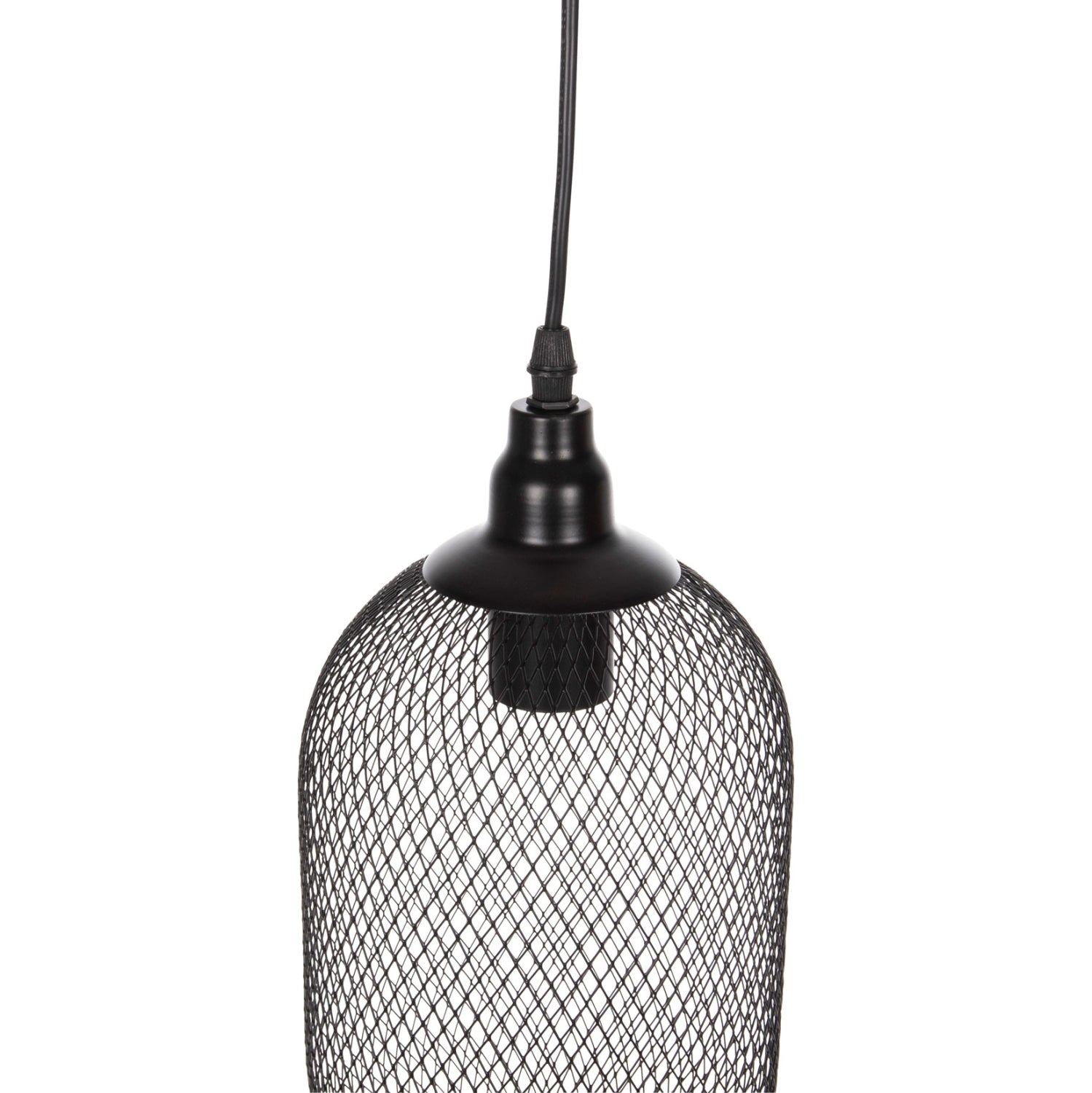 CEILING PENDANT LAMP HM4104 3-LIGHT BLACK METAL MESH CAPS Φ24x123Hcm.