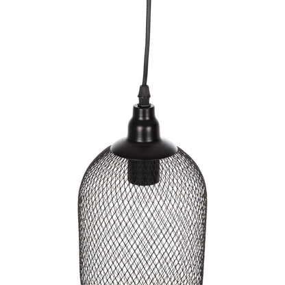 CEILING PENDANT LAMP HM4104 3-LIGHT BLACK METAL MESH CAPS Φ24x123Hcm.