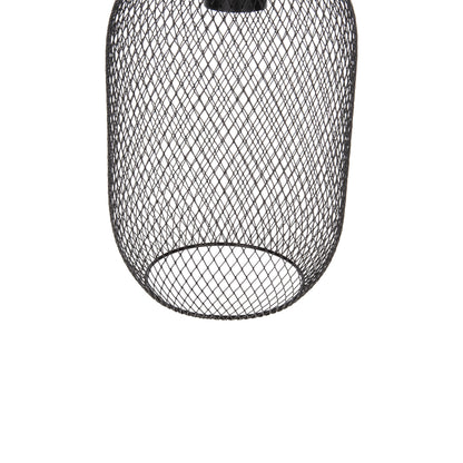 CEILING PENDANT LAMP HM4104 3-LIGHT BLACK METAL MESH CAPS Φ24x123Hcm.