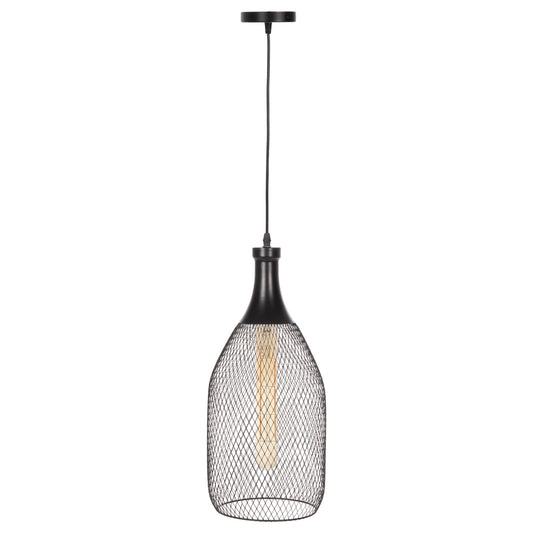 CEILING PENDANT LAMP HM4105 BLACK METAL MESH CAP Φ20x145Hcm.